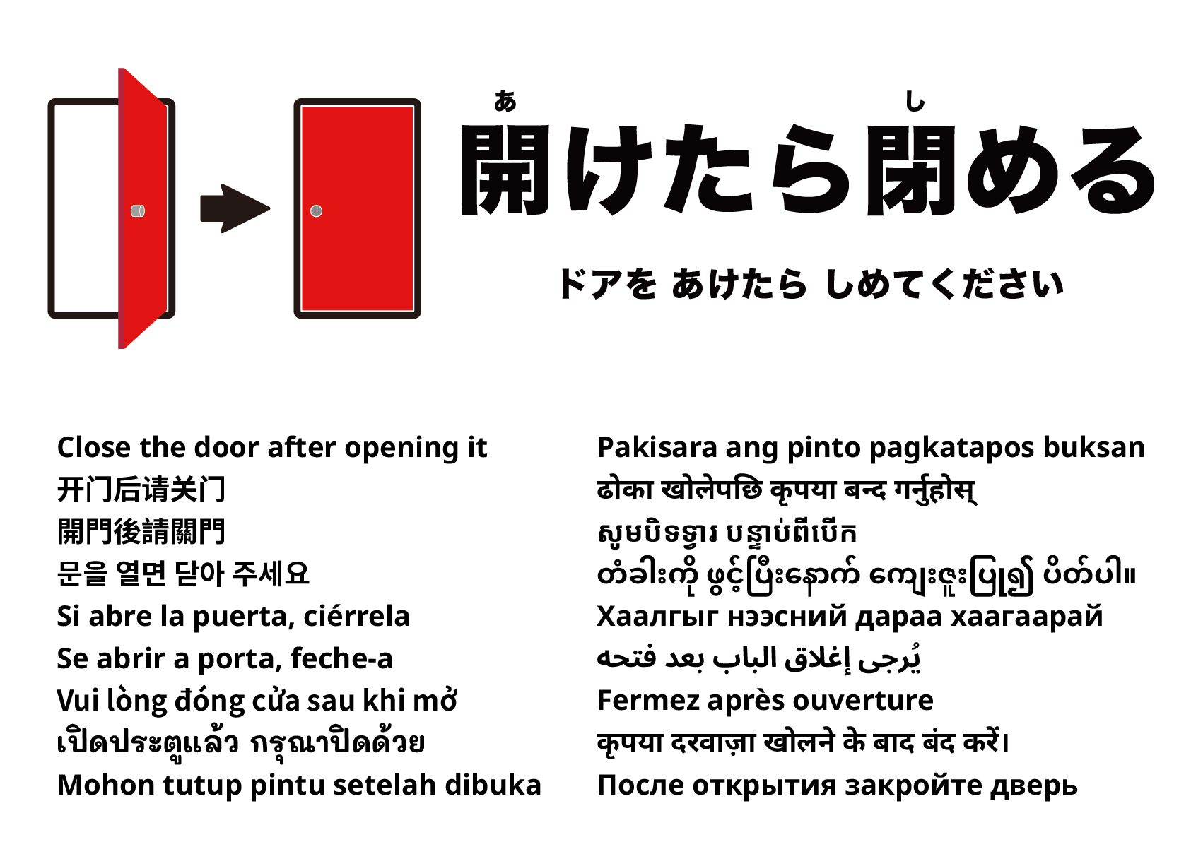 開けたらドアを閉めてください