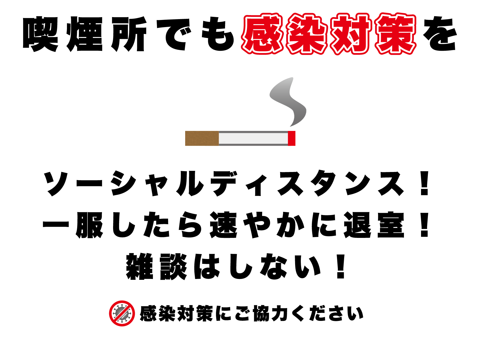 喫煙所内での新型コロナ対策の張り紙